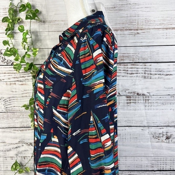 Soft Surroundings Blouse Shirt size Medium Sail Away Sailor Sail Boats Nautical - Picture 15 of 16